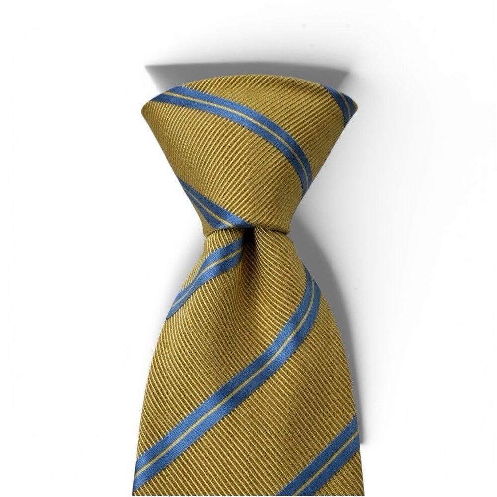 Ben Silver Charleston Men's Silk/Cotton Necktie Striped Repp Handmade In England